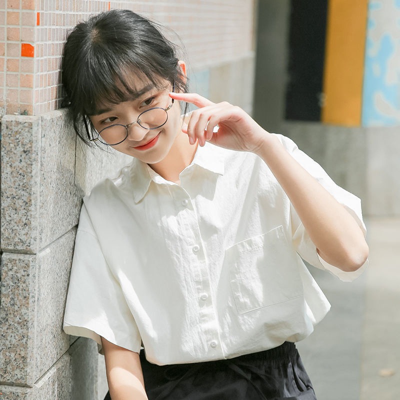 学生用 ゆったりデザイン JK 塩系シャツ レディース トップス 半袖ブラウス1091
