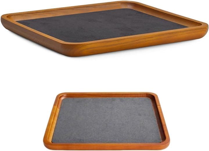 ジュエリートレー アクセサリートレー リング 指輪 木製 小物 トレイ ショーケース ディスプレイ Lサイズxグレー( グレー, Lサイズ)