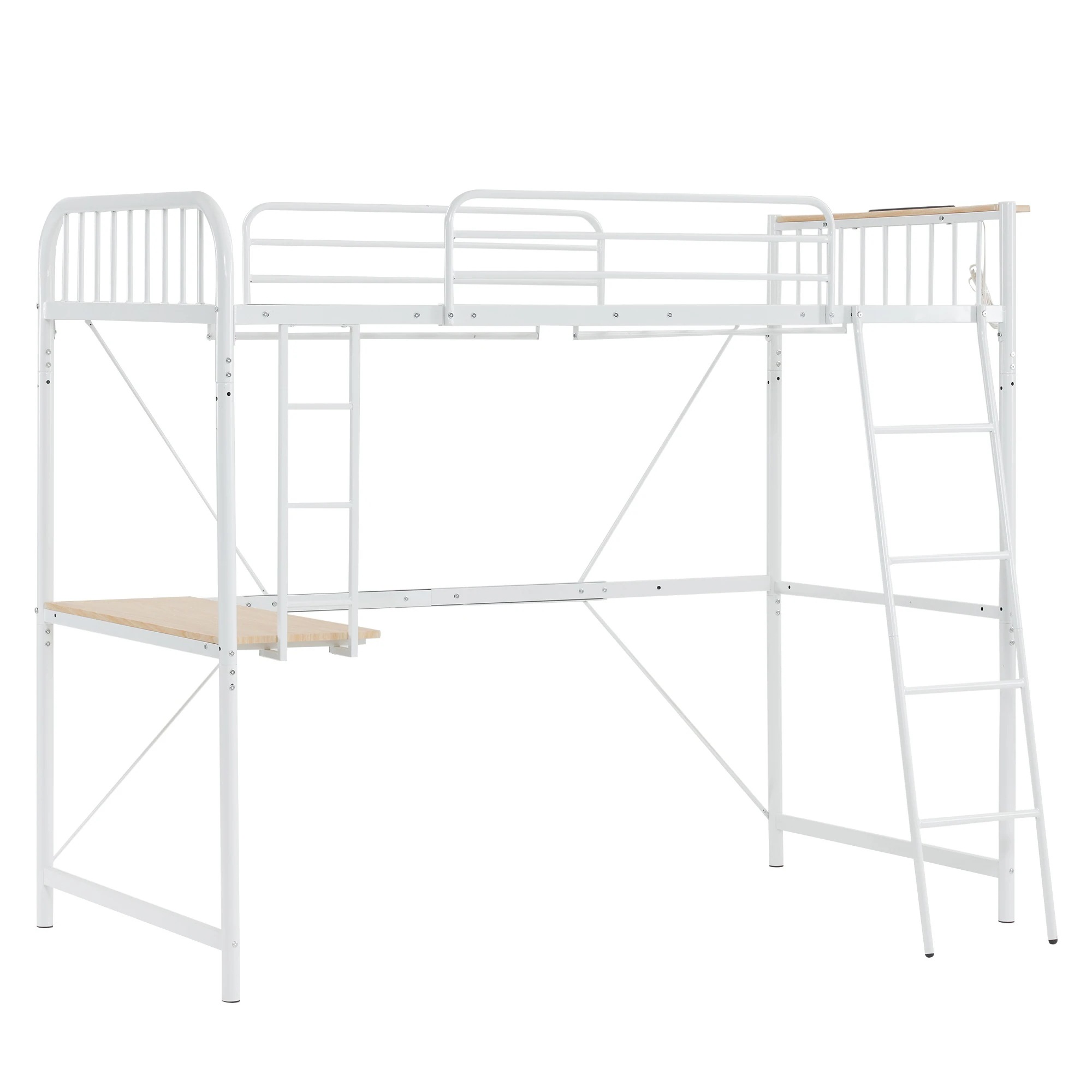 システムベット ロフトベッド シングル コンセント付き デスク付き 耐荷重120kg 高さ170cm 北欧風 二段ベッド 大人ベッド 一人暮らし 部屋二段ベッド スチール 耐震 ベッド パイプベッ