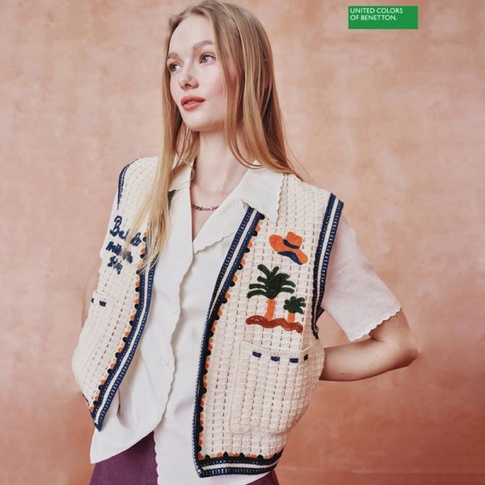 [ベネトン] ベネトンレース刺繍ベスト BAJPB5531