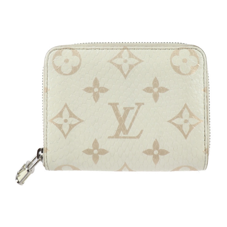 LOUIS VUITTON ルイ ヴィトン コインケース N97726 ジッピー コインパース モノグラム パイソン ラテ ホワイト系 シルバー金具 ラウンドジップ カードケース 小銭入れ エキゾチッ