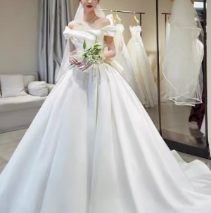 ドレス ワンピース ウェディング パーティー 結婚式 二次会 披露宴 演奏会 発表会 ステージ 舞台 フォーマル 衣装 謝恩会 演劇 ラウンジ クラブ マキシ ボリューム フレンチスリーブ オフショル