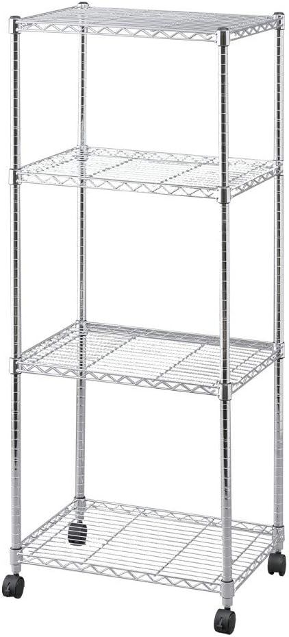 ラック メタルラック 本体 スチールラック 幅60 4段 業務用 ステンレス スチール 棚 収納 4段 キャスター付き 防サビ加工 ポール径25mm 幅61×奥行46×高さ151cm メタルシェルフ