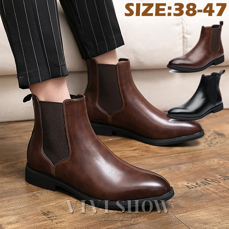 即納ありサイドゴアブーツ メンズ ショートブーツ チェルシーブーツ レザーブーツ 紳士ブーツ カジュアルブーツ ビジネス 靴