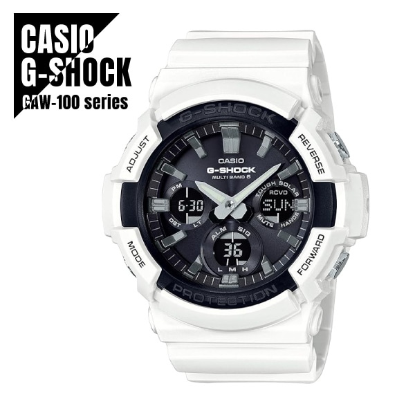 【即納】 国内正規品 CASIO カシオ G-SHOCK ジーショック 電波受信 タフソーラー GAW-100B-7AJF ブラック×ホワイト 腕時計 メンズ