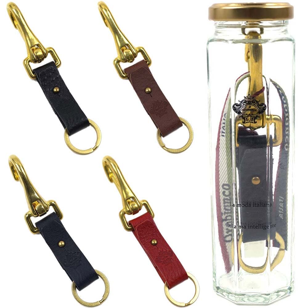 オロビアンコ キーリング キーホルダー 真鍮製フック ボトルキーリング ソリッドブラス 牛革 本革 レザー 日本製 Orobianco ORKY-001