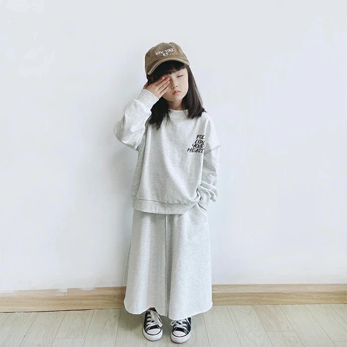 上下2点セット キッズ レディース セットアップ 女の子 パーカー スカート 子供セット 長袖 カジュアル スクール Aランスカート 長袖パーカー 入学式 小学生 親子ペア 七五三 ロング丈 カジュア