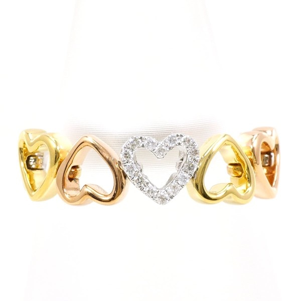 K18 18金 WGYGPG リング 指輪 9.5号 ダイヤ 0.05 ジュエリー 中古