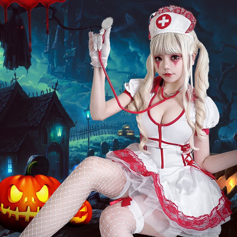 ハロウィン 今年 短纳期 SEXY コスプレ 看護婦 かわいい 谷間魅せ ワンピース