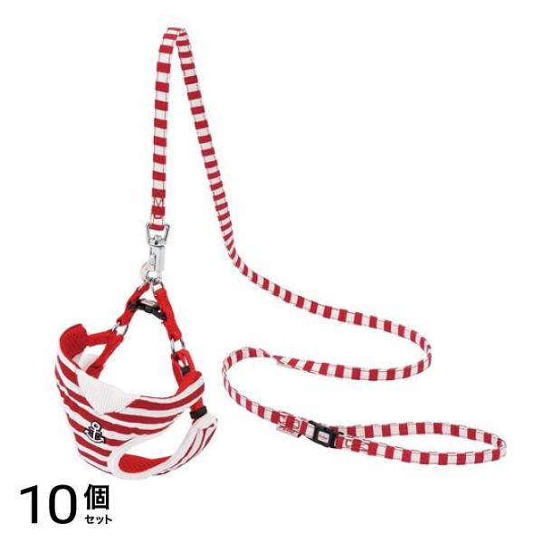 ワンワンカジュアル マリンベストハーネス&リード S 小型犬用 レッド 1組入 (W55870) 10個セット