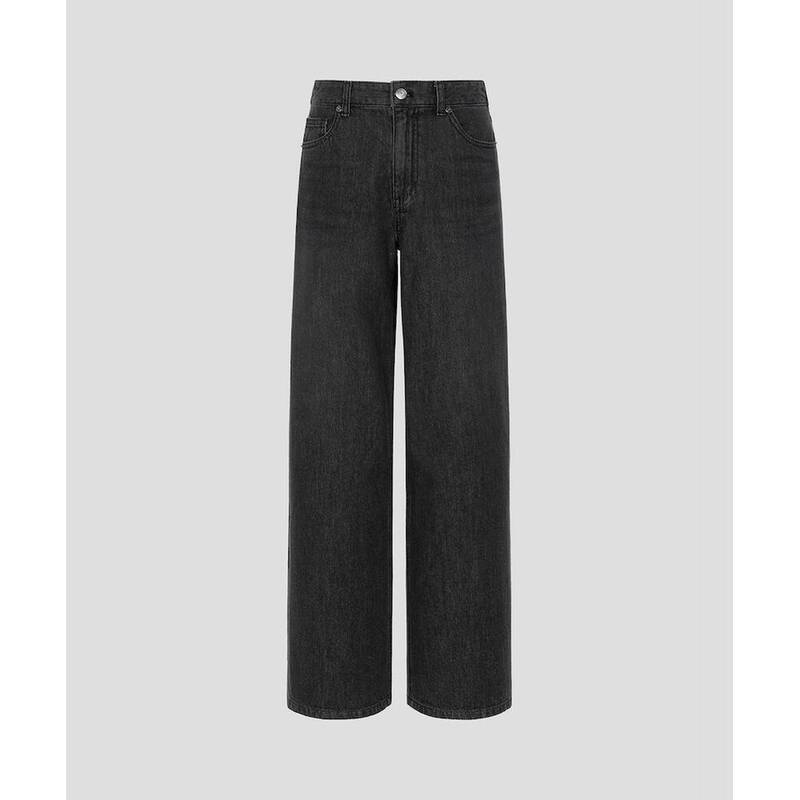 BEANPOLE LADIES ワイド バックバンド付きデニムパンツ ブラック (BF6221C755) BF6221C755 377107
