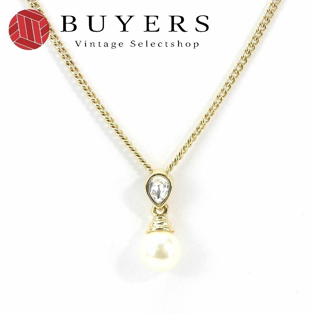 中古 ネックレス メタル ゴールド フェイクパール メッキ GP レディース 女性