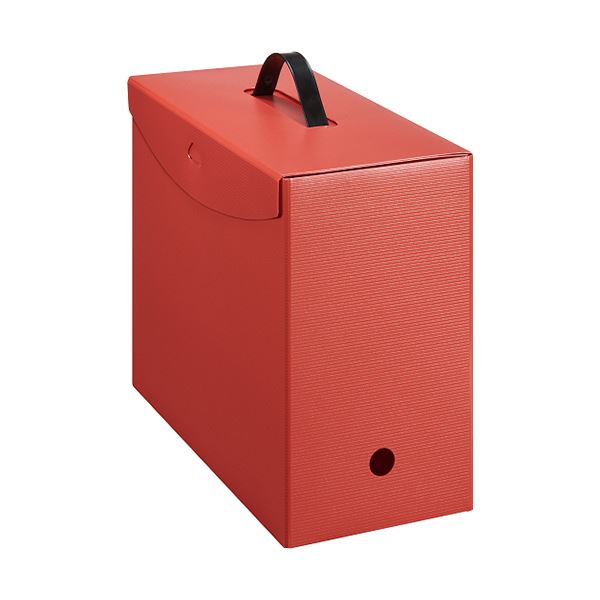 （まとめ）ライオン事務器 ボックスファイル(テレネ) PP A4 フタ・取っ手付き 背幅152mm レッド BF-42T R 1個(×5セット)