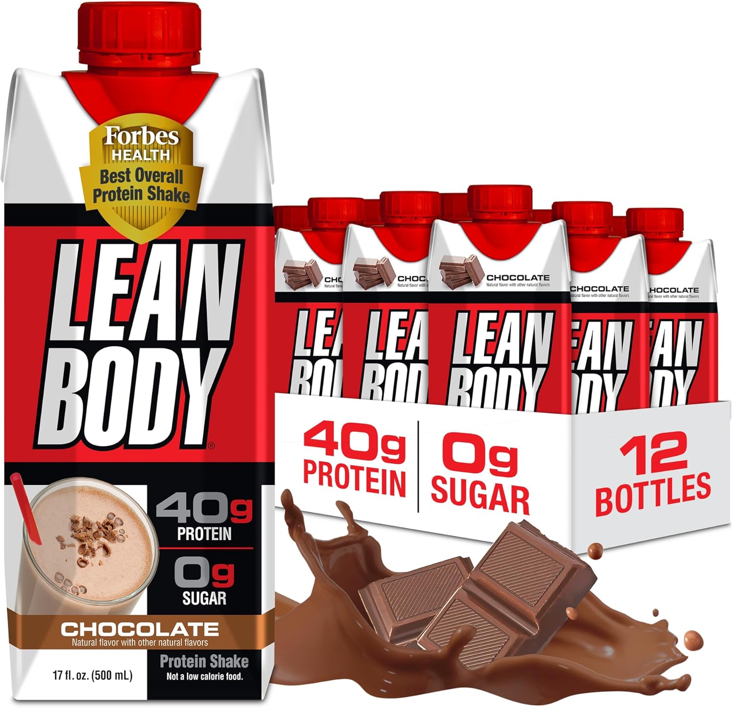 LABRADA Lean Body Ready-to-Drink Chocolate Protein Shake 17 Fl Oz (Pack of 12) 40g Protein, 0 Sugar