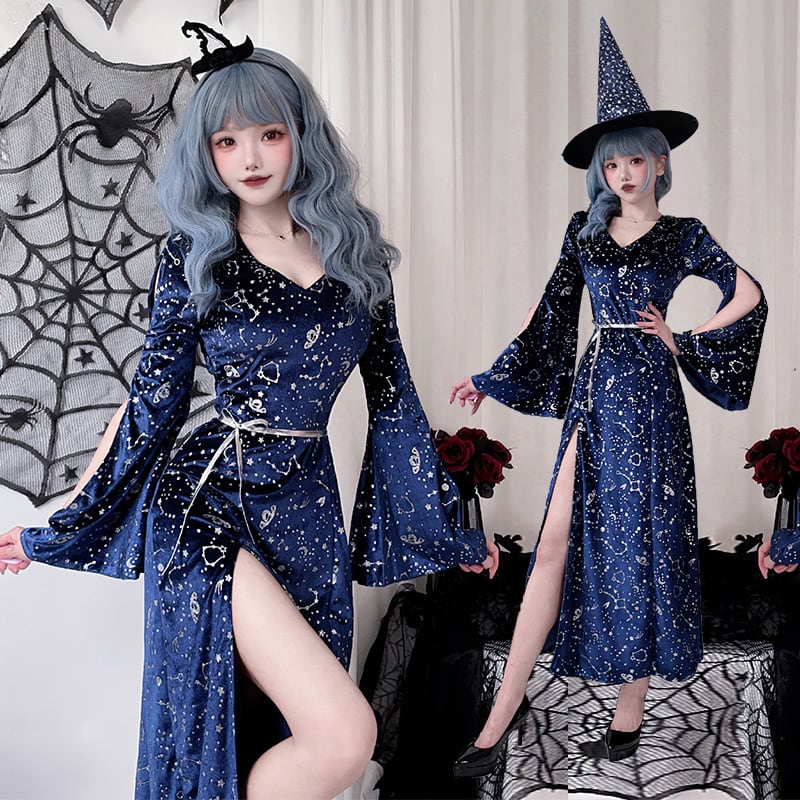 M XL 魔女 短纳期 （3点セット）ハロウィン L 魔法使い S 学園祭 今年 文化祭 仮装 ワンピース