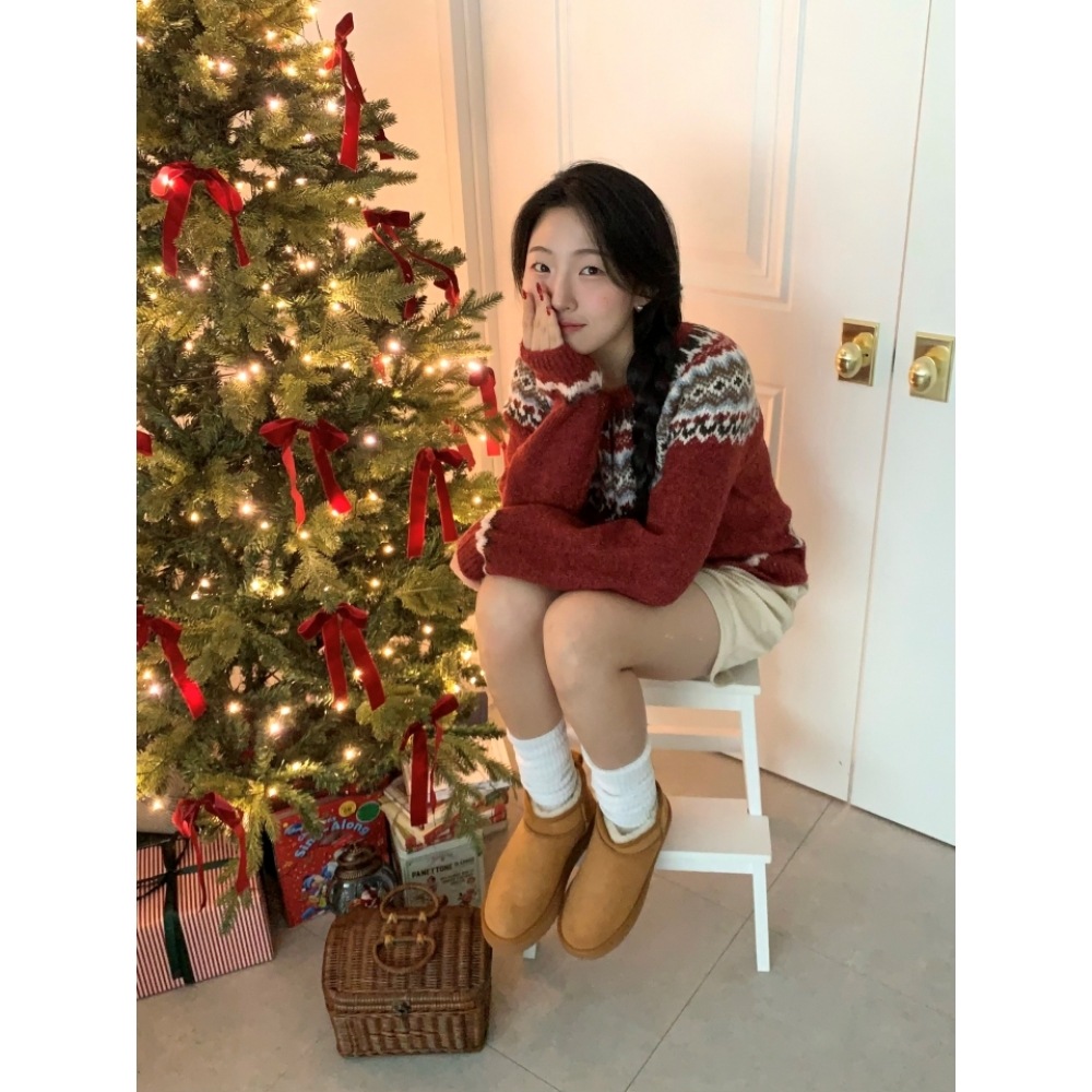 SHUFEN [インフルエンサーピック] [ウォームアップ] スエードファープラットフォームショートブーツ HPCV8EFV04