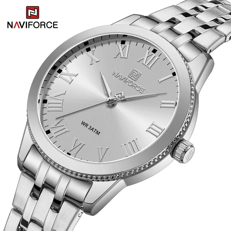 Naviforce-女性用ステンレススチール腕時計 シンプルドレス腕時計 女性用高級時計 ブランド 2023
