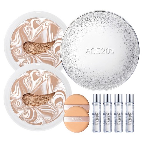 エッセンス カバー ファクト スパークルケース + 詰め替え 12.5g x 2p + アンプル 10ml x 4p 21号 ホワイトベージュ 1セット