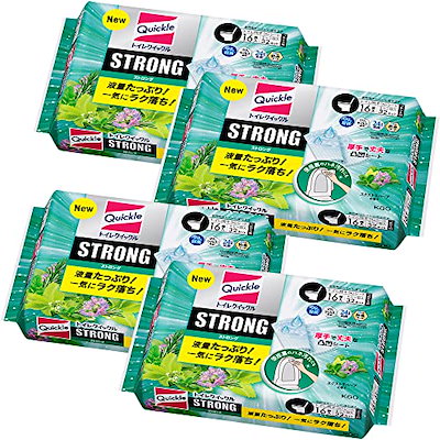 他サイト： クイックル 【まとめ買い】トイレクイックルストロング トイレシート ワイプ 液量たっぷり! 便座裏のハネ汚れも一気にラク落ち! エクストラハーブの香り 替え16枚×4個の商品画像