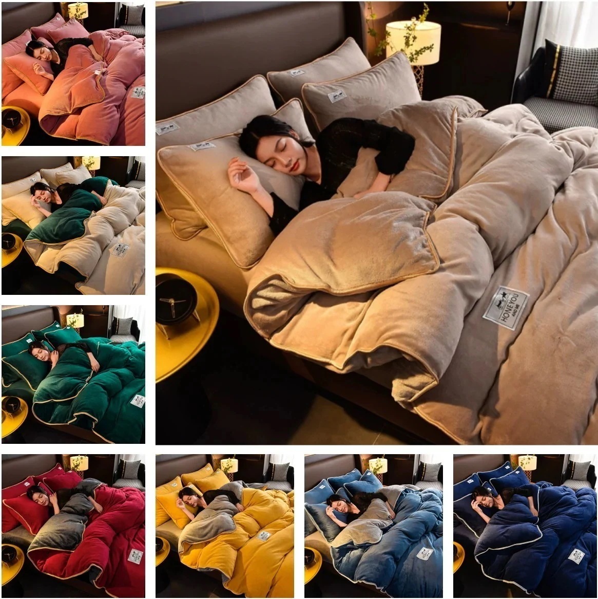 メガ割韓国ファッション 布団カバー 用 毛布 暖かい 厚手 ベッドカバー サイズ 掛け布団カバーボックスシーツ 抗菌防臭 洗える 寝具 ベッド用品 シングル セミ クイーン1021