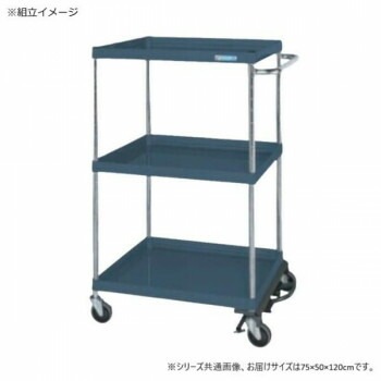 サカエ CSパールワゴン中量タイプ フットブレーキ付 ダークグレー CSP-75123BRD