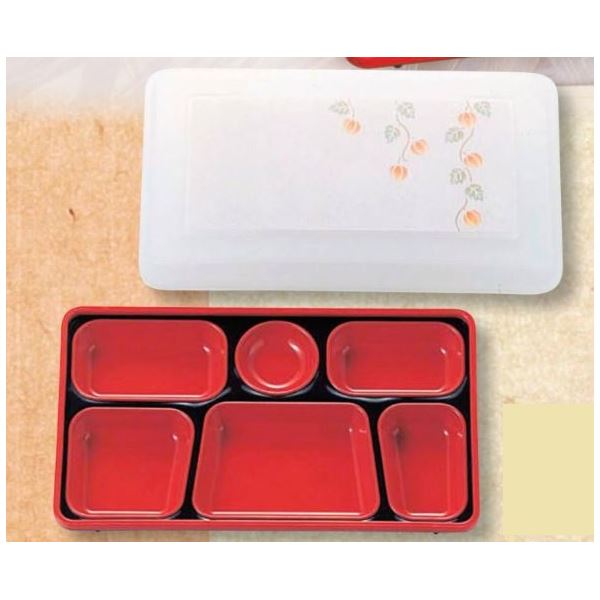 (業務用弁当箱10セット)FW-200 ダイナミック副食 (本体)黒(内赤40)/(蓋)透明・ほおずき