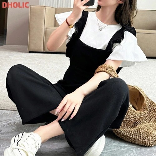 [メガ割りSALE]フリルストレートオールインワン