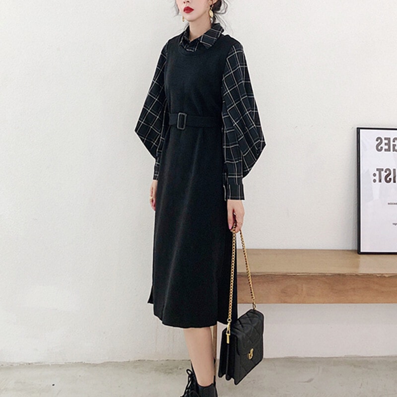 ワンピース デート フレアワンピース ロング ロング丈 袖あり 長袖 春 秋 10代 20代 個性的 ブラック M L XL 2XL 3XL 4XL こなれ感 エレガント ゆったり クール 5,378円