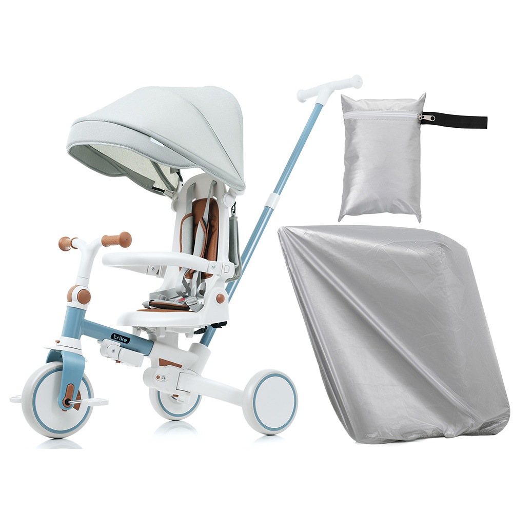 【国内発送 無-送料】623子供用三輪車 折りたたみ 三輪車カバー ほこりカバー 舵取り 手押し棒 ストッパー付き 三輪車カバー おしゃれ 7in1 BTM 1歳 2歳 3歳 座面回転 自転車 キック