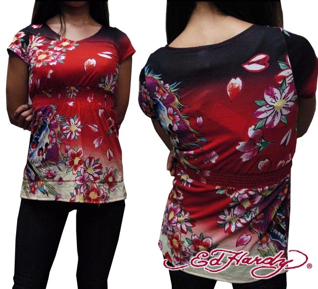 セール エドハーディー レディース チュニック 200種類の品揃え Ed Hardy ゴースト GHOST レッド ミニドレス ワンピース エドハーディー 正規品 LAセレブ 着用 ファッシ