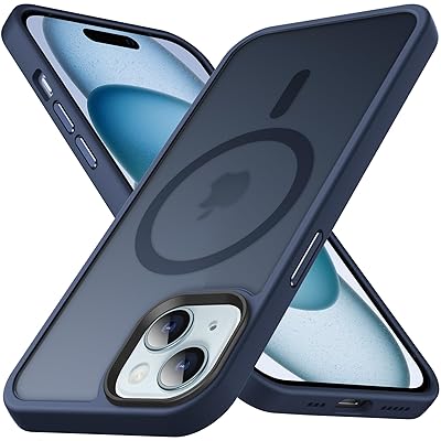 Anqrp iPhone15 用 ケース [Magsafe対応] マグネット搭載 マグセーフ 充電対応 半透明 マット感 耐衝撃 米軍MIL規格 指紋防止 ストラップホール付き スマホケース アイフォ