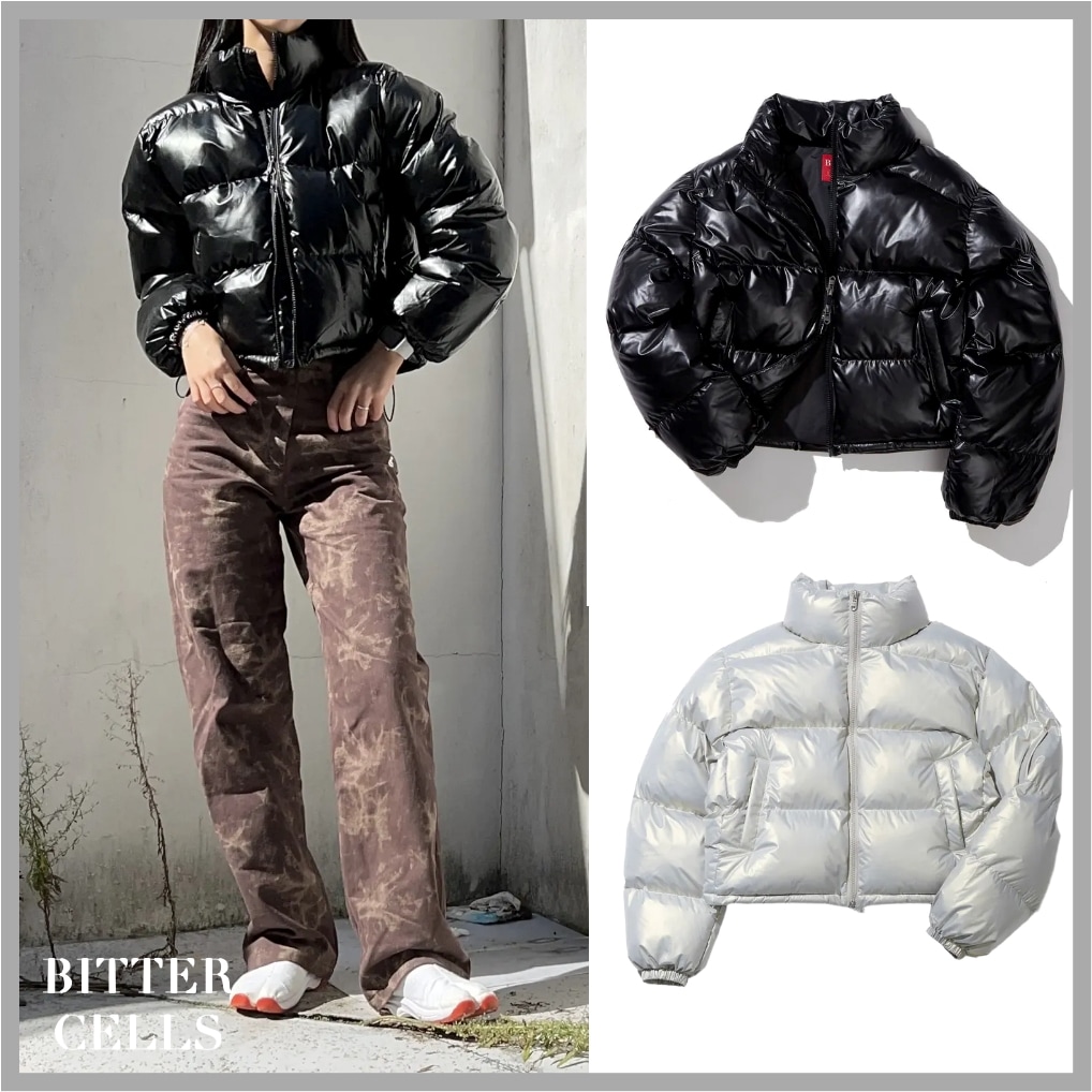 GLOSSY CROP 無地 ショート ダウンジャケット・コート