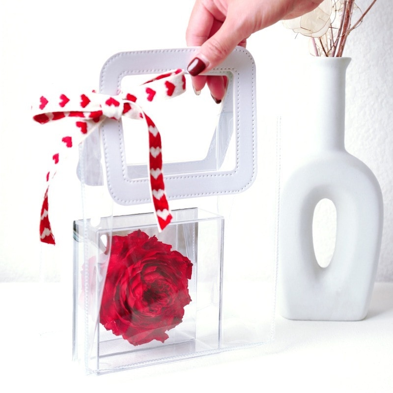 永遠の花 牡丹の花 一輪挿し アクリルミラー フラワーボックス 完成品 バレンタイン ギフト クロス