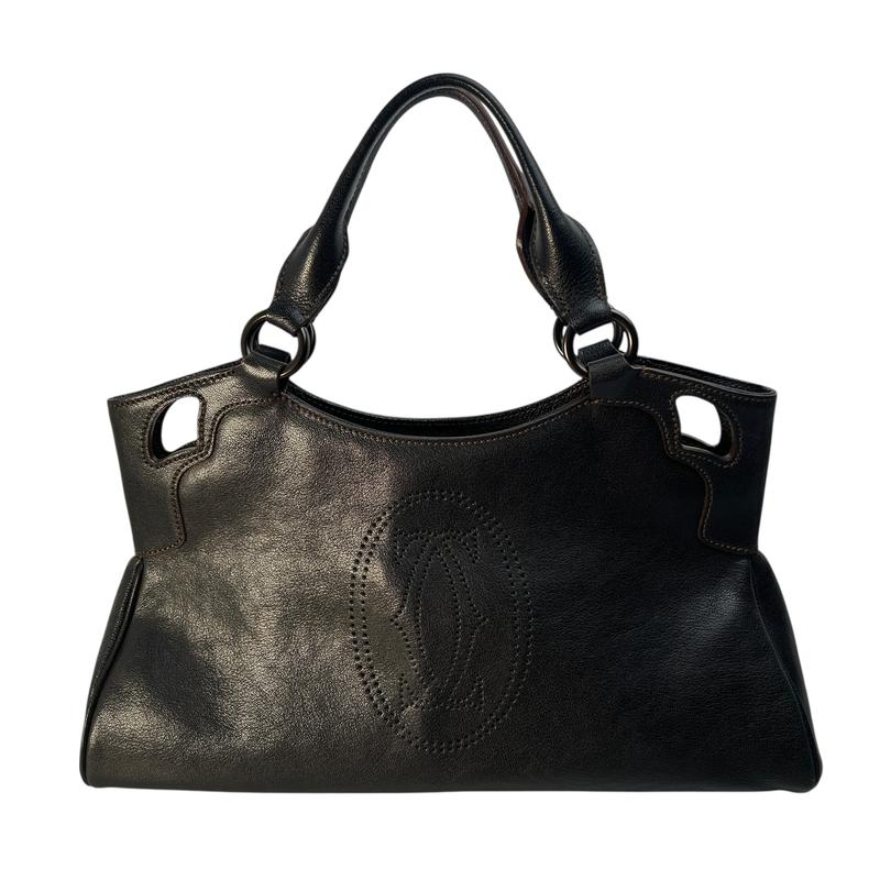 【最終処分SALE】Cartierカルティエ レザー ハンドバッグ ブラック A-9512