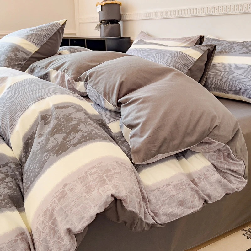 冬の新作 秋の北欧純綿 4 ピースホームテキスタイルキルトカバー寮ベッド 3 ピースベッドシートキルトカバー