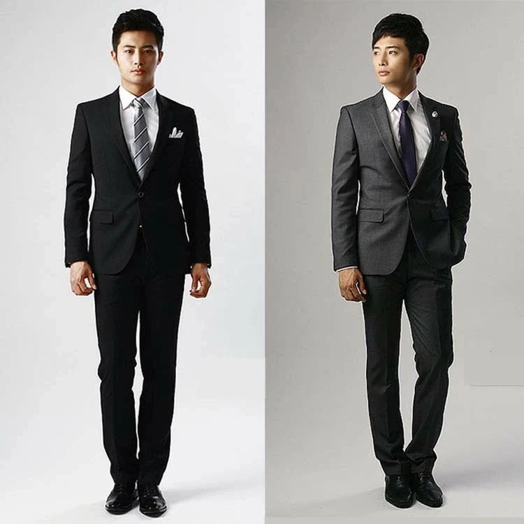 売れ メンズビジネスオフィススーツ上下セット 紳士服　テーラードジャケットとズボンセット通勤カジュアルスーツ結婚式イベント細身パンツ２色　（suit147）