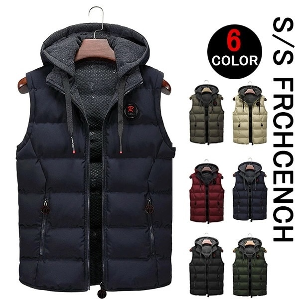 【BIG-SALE限定.超お得】ダウンベスト メンズ 中綿ベスト ジャンパー フード付き アウトドア 防寒着 厚手 保温 冬服 キルティング 秋冬 メンズファッション カジュアル 軽量 部屋着 普段着