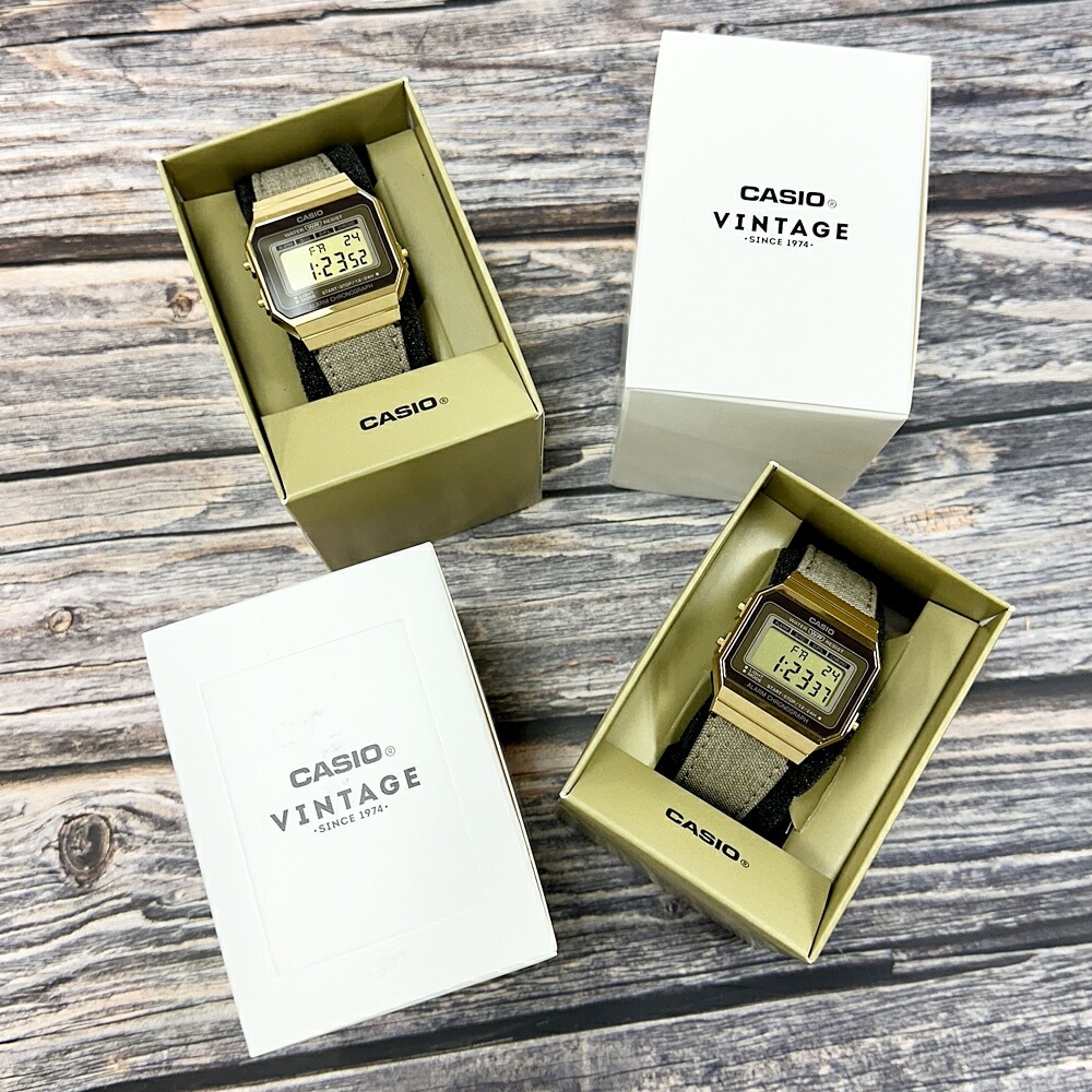 カシオ ペアウォッチ 日本未発売 ヴィンテージ チプカシ 軽い 見やすい デジタル 腕時計 手表 ケース付き 2個セット カップル 夫婦 両親 プレゼント お揃い ペアギフト 誕生日 結婚式 結婚記念