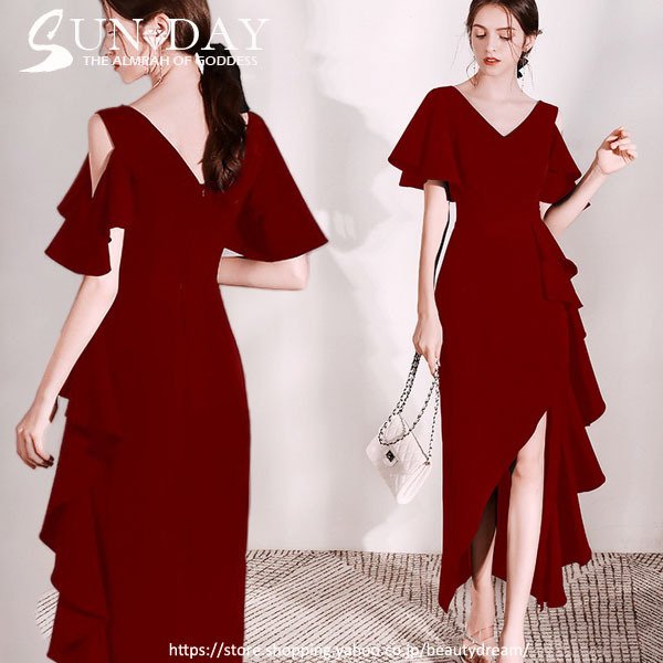 新品パーティードレス ワンピース ウェディングドレス 結婚式 成人式 パーティー 可愛い セクシーV