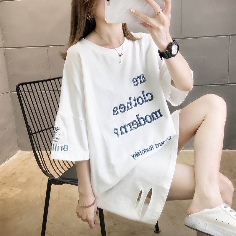 トップス Tシャツ カットソー ビッグT ミディアム丈 半端丈 半袖 5分袖 ラウンドネック ストレート ワイド かわいい 大人可愛い シンプル カジュアル おしゃれ お洒落 かっこいい レトロ