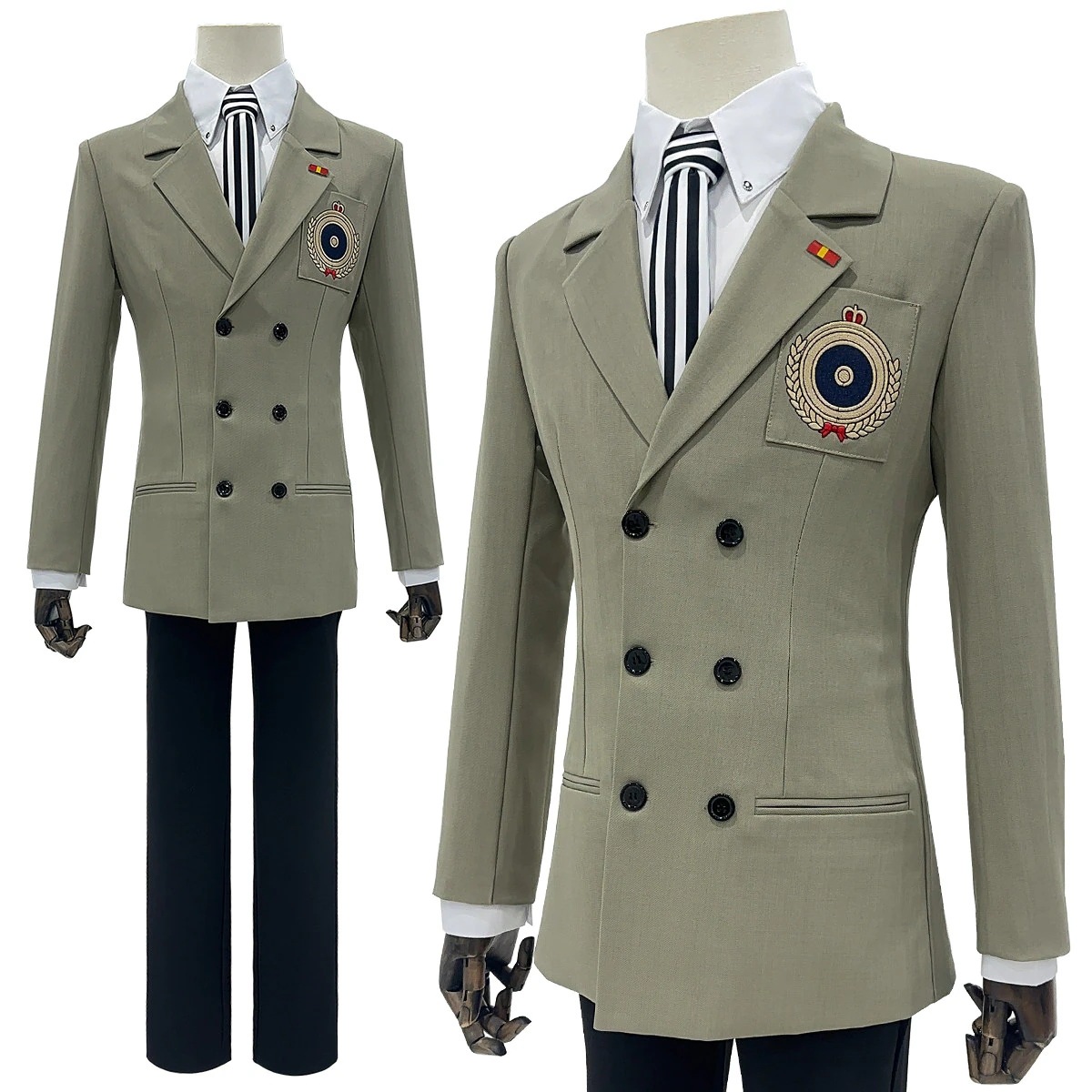 [2026 新作]HOLOUNCOSER ペルソナ5 明智吾郎 コスプレ 衣装 スーツ グレー 常服生地 C服 フルセット 仮装 ハロウィン アニメ