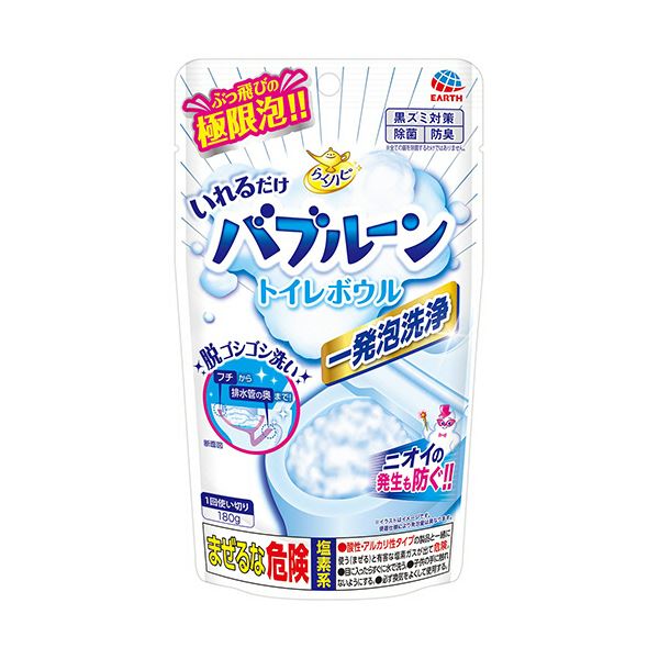 （まとめ） アース製薬らくハピ いれるだけバブルーン トイレボウル 180g 1パック (×10セット)