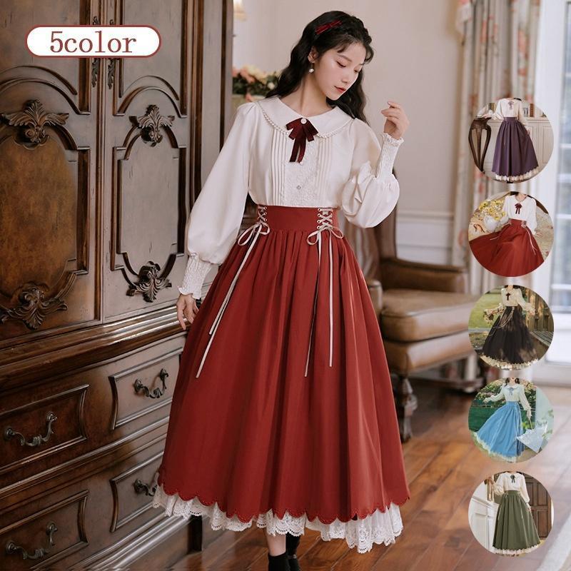 ワンピース ワンピース ゴス レディース 大人 女子 高校生 可愛い ワンピース パーティードレス ロング丈 レディース 袖あり 制服 学生服