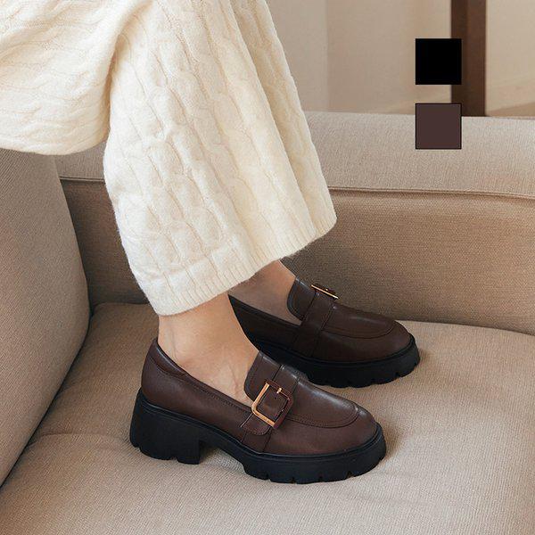 [] ヨファ テリー ソフトレザー チャンキーローファー 2色