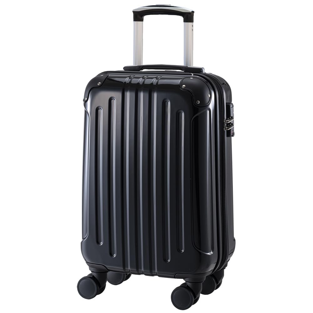 [アイリスプラザ] スーツケース 機内持ち込み Sサイズ 2.5cm拡張機能付き ダブルキャスター TSAロック 40～49L 1～3泊 超軽量 大容量 ファスナー式 旅行 ビジネス 出張 国内旅行