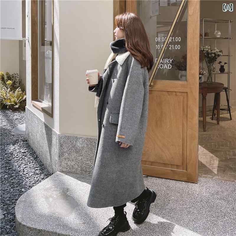 レディース アウター ウールコート カジュアル おしゃれ 防寒 暖かい ミドル丈 スタイル ハイエンド グレー 韓国 コート
