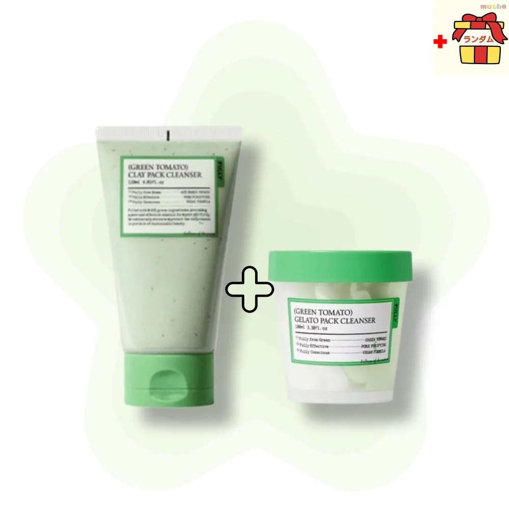 【2種セット】プリー グリーントマト クレイパッククレンザー120ml + ジェラートクレンザー100ml 毛穴ケア クレイパック クレンザー　洗顔フォーム　韓国 毛穴パック 洗顔兼用 韓国コスメ