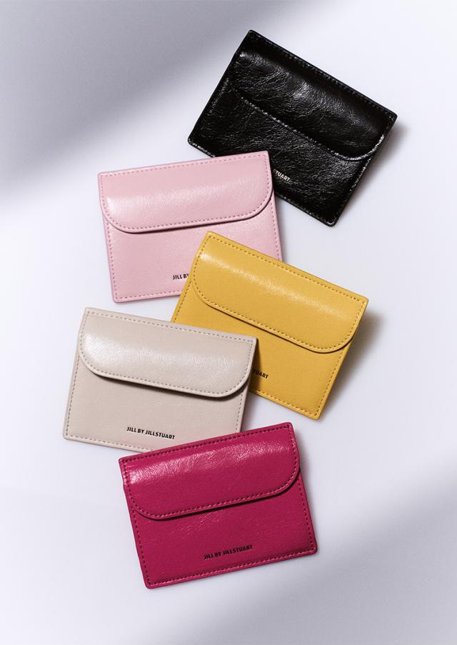 LOGO POCKET CRACK LEATHER CARD CASE ジル ジルスチュアート 財布 入れ 名刺入れ 小銭入れ コイン スリム ミニ コンパクト レディース 韓国 JILL B