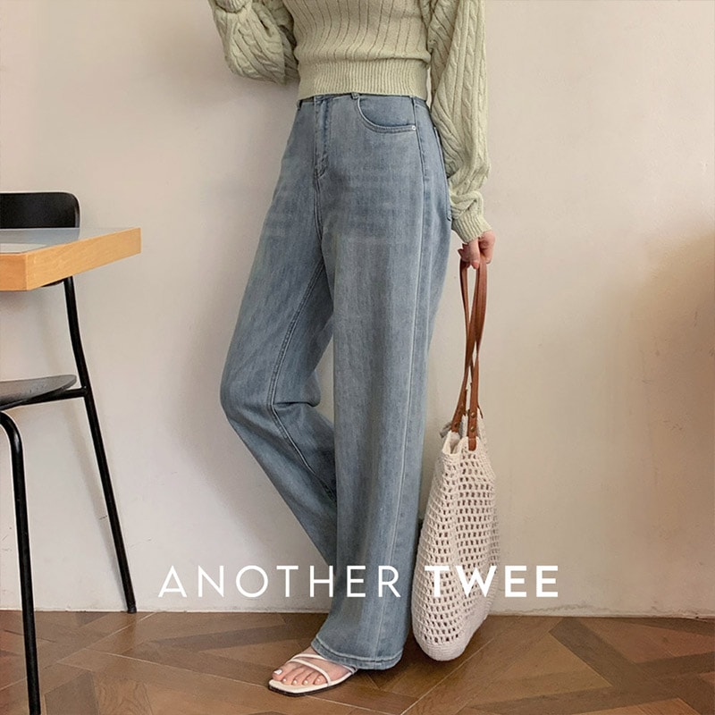 [tje0428] 韓国ファッションワイドデニムパンツ