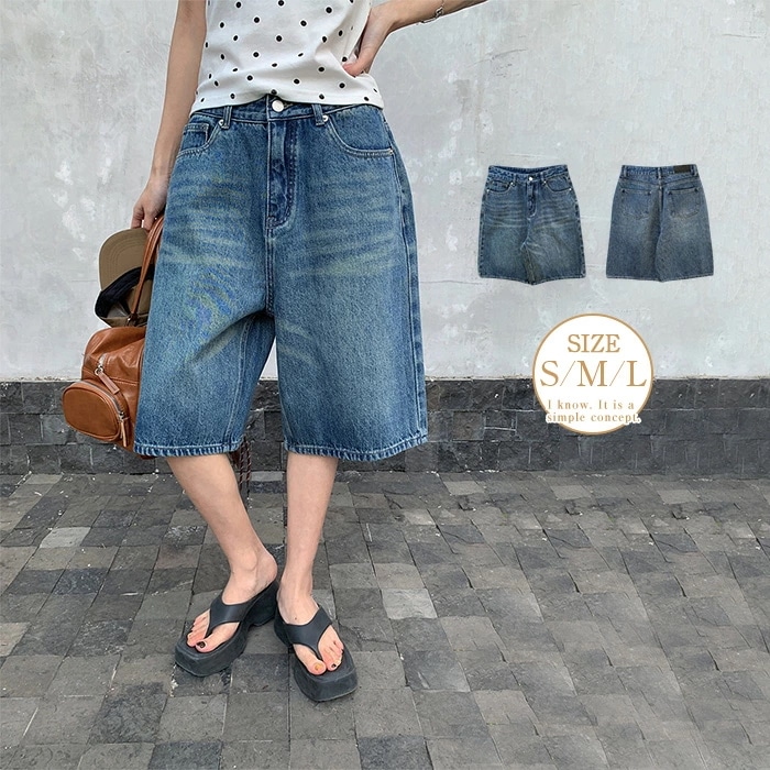 デニムパンツ デニム レディース 短パン 5分丈 綿 5分丈パンツ 夏 ボトムス ジーンズ コットン ズボン ポケット リラックス ハーフパンツ ハイウエスト キレイめ カジュアル シンプル お洒落